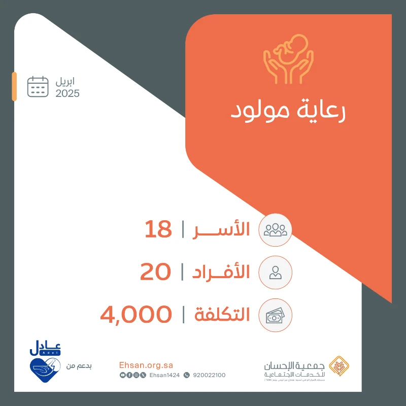 صرفت الجمعية شهر أبريل رعاية مولود