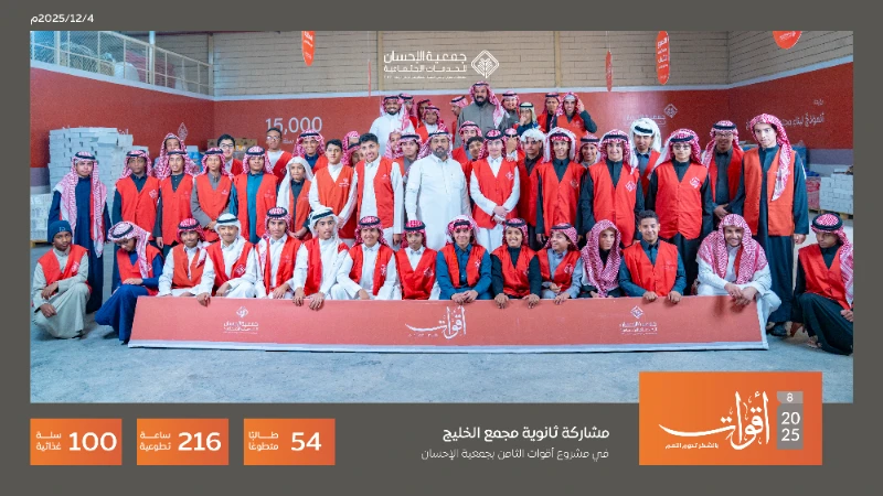 ثانوية مجمع الخليج تشارك طلابها في يوم الطالب التطوعي ضمن مشروع أقوات 8